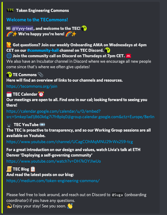 New Discord Onboarding Journey 💡 Ideas Token Engineering Commons