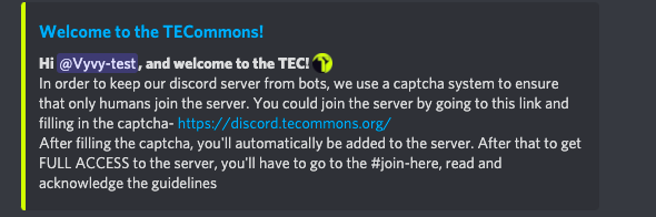 Message redirecting to https://discord.tecommons.org